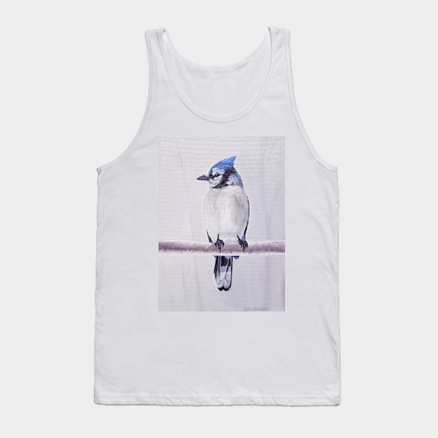 Blue Jay in Silver Light Tank Top by EmilyBickell